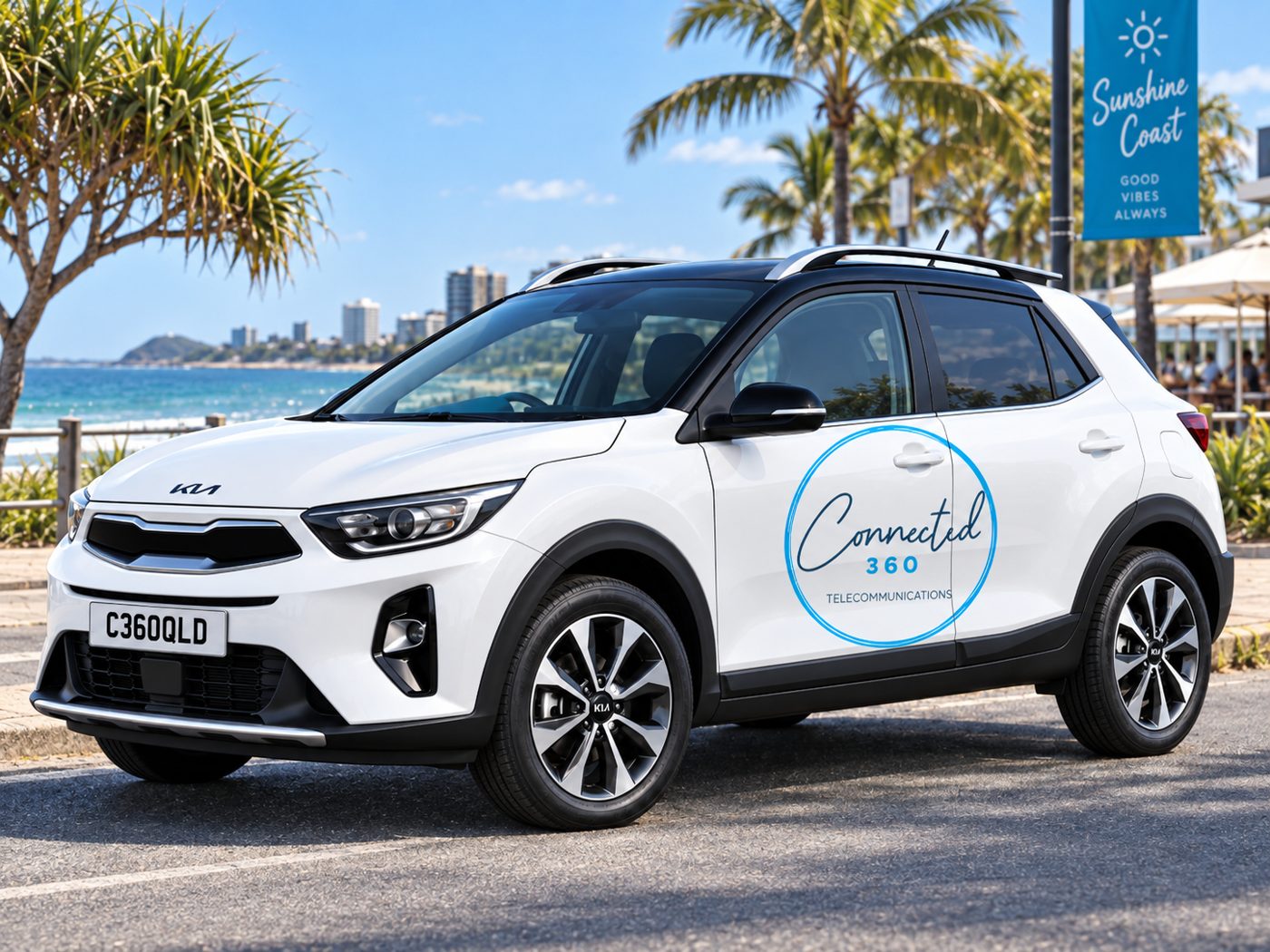Connected 360 support car on the Sunshine Coast